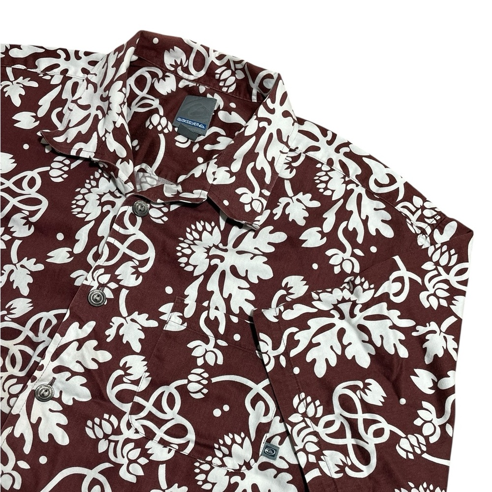 Quiksilver Men’s Hawaiian Shirt Sz XL Vtg Floral Brown GUC
